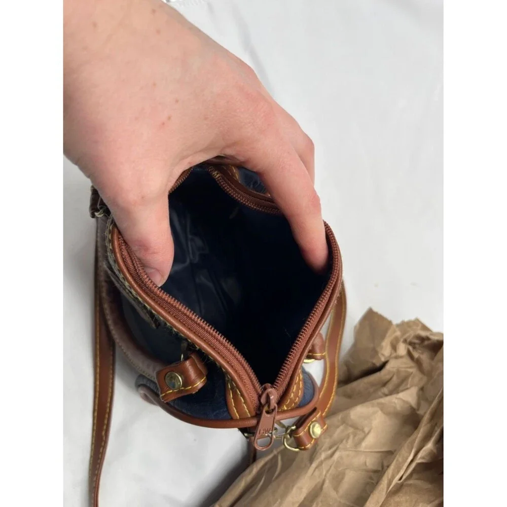 Vintage Blue & Brown Leather International All Weatherwear Mini Cross Body Purse
